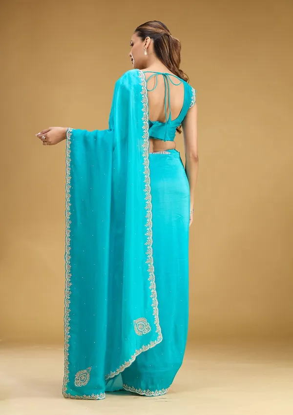 Blue_Threadwork_Satin_Saree