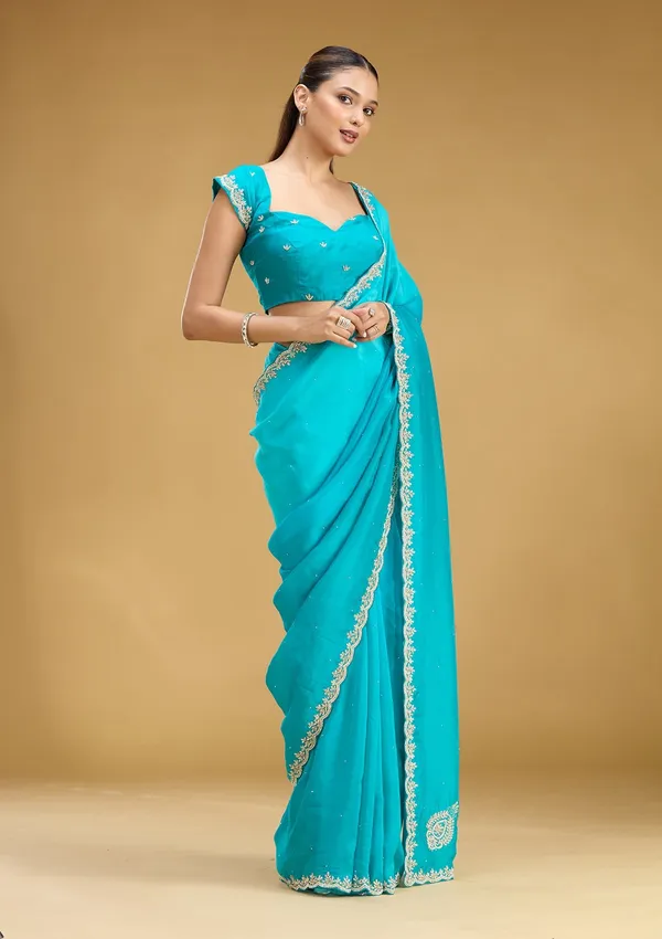 Blue_Threadwork_Satin_Saree