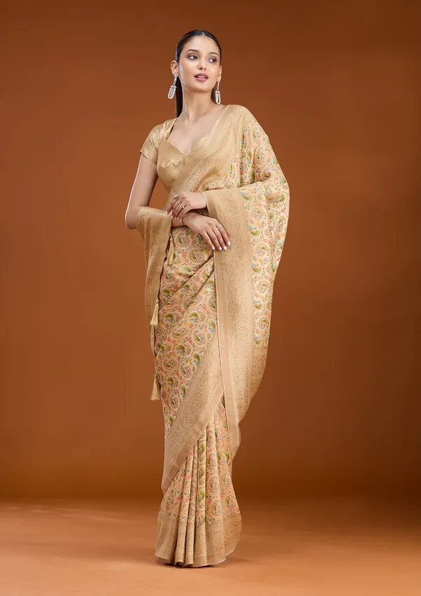 Beige_Zariwork_Gold_Art_Silk_Saree