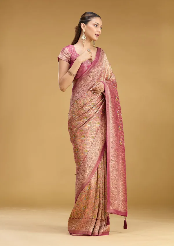 Wine_Zariwork_Gold_Art_Silk_Saree