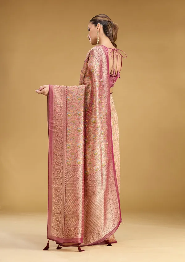 Wine_Zariwork_Gold_Art_Silk_Saree