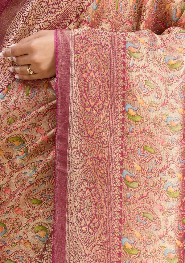 Wine_Zariwork_Gold_Art_Silk_Saree