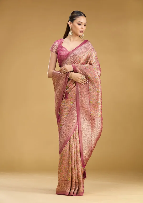 Wine_Zariwork_Gold_Art_Silk_Saree