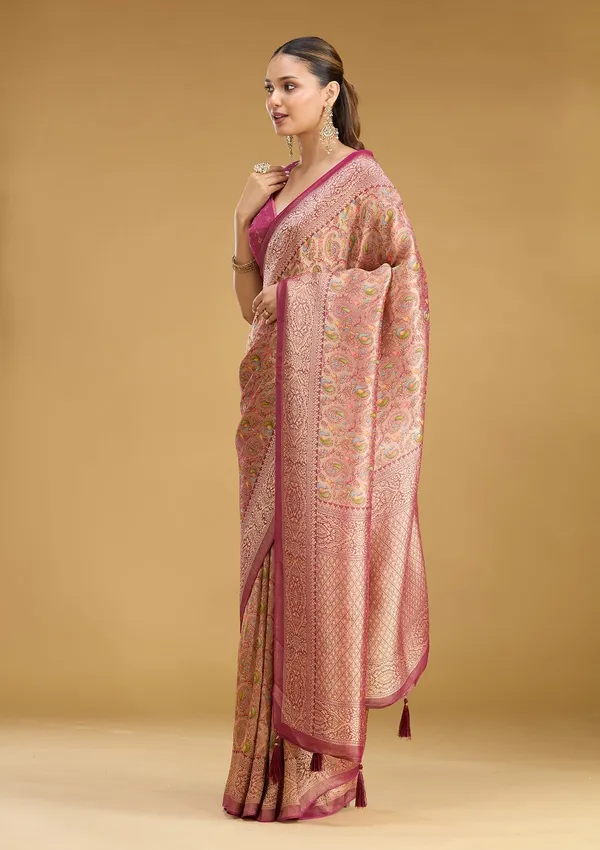 Wine_Zariwork_Gold_Art_Silk_Saree