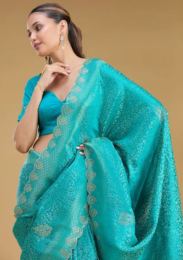 Rama_Green_Stonework_Art_Silk_Saree