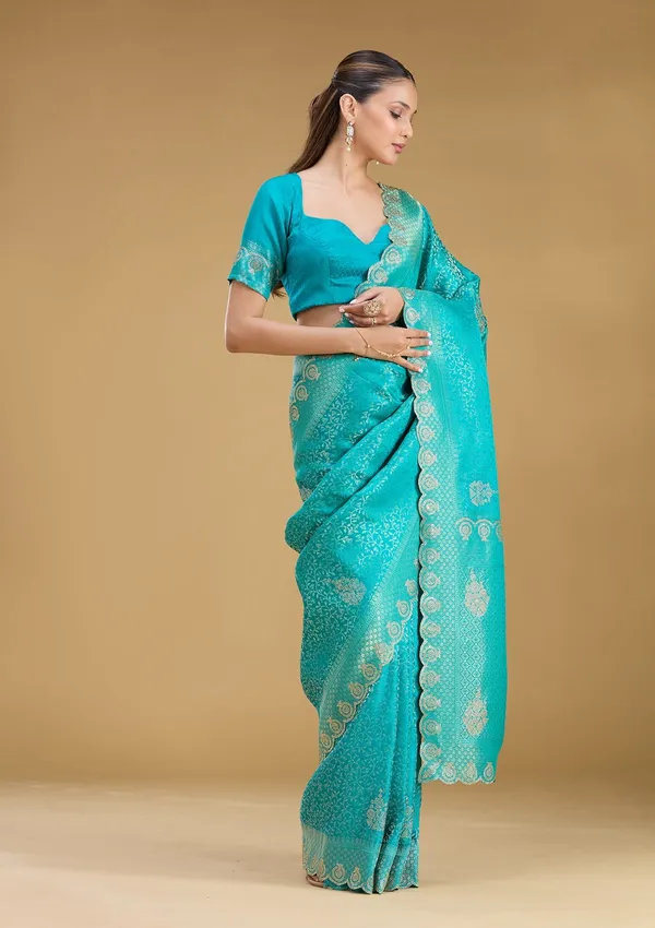 Rama_Green_Stonework_Art_Silk_Saree