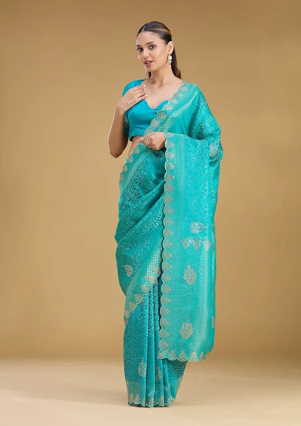 Rama_Green_Stonework_Art_Silk_Saree