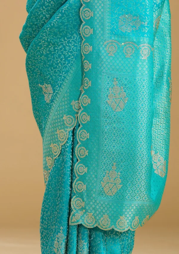 Rama_Green_Stonework_Art_Silk_Saree