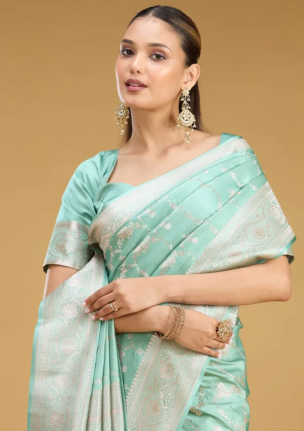 Sea_Green_Zariwork_Gold_Art_Silk_Saree