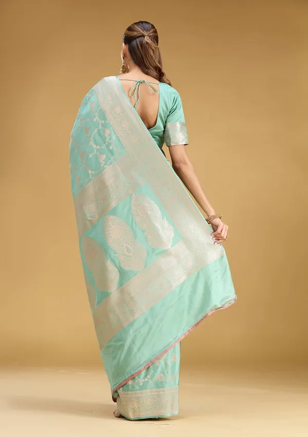 Sea_Green_Zariwork_Gold_Art_Silk_Saree