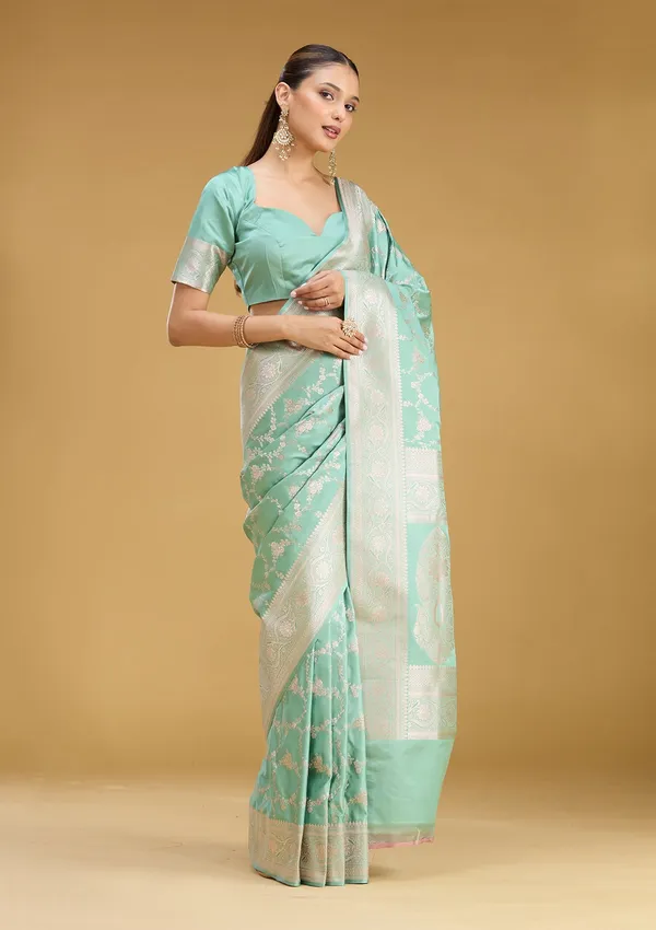 Sea_Green_Zariwork_Gold_Art_Silk_Saree