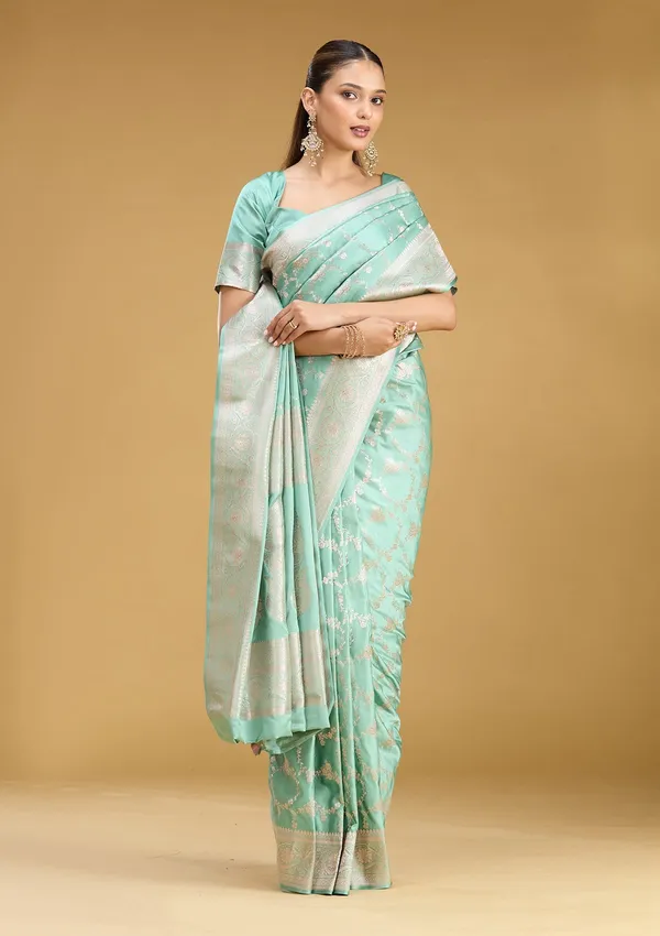 Sea_Green_Zariwork_Gold_Art_Silk_Saree