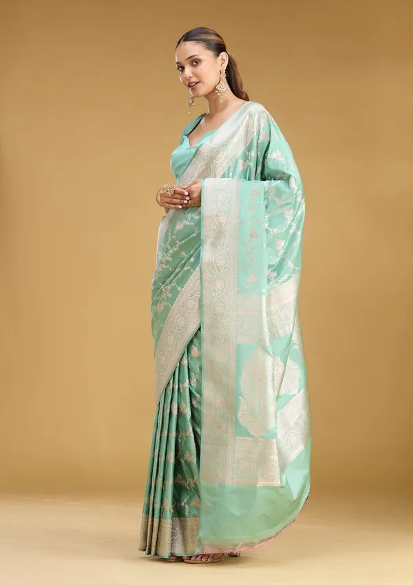 Sea_Green_Zariwork_Gold_Art_Silk_Saree