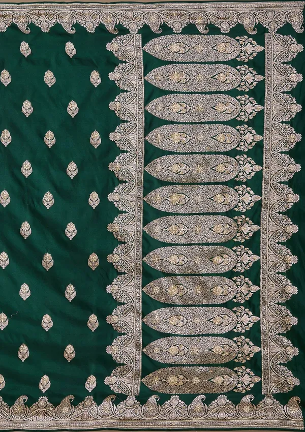 Bottle_Green_Zardozi_Silver_Art_Silk_Saree