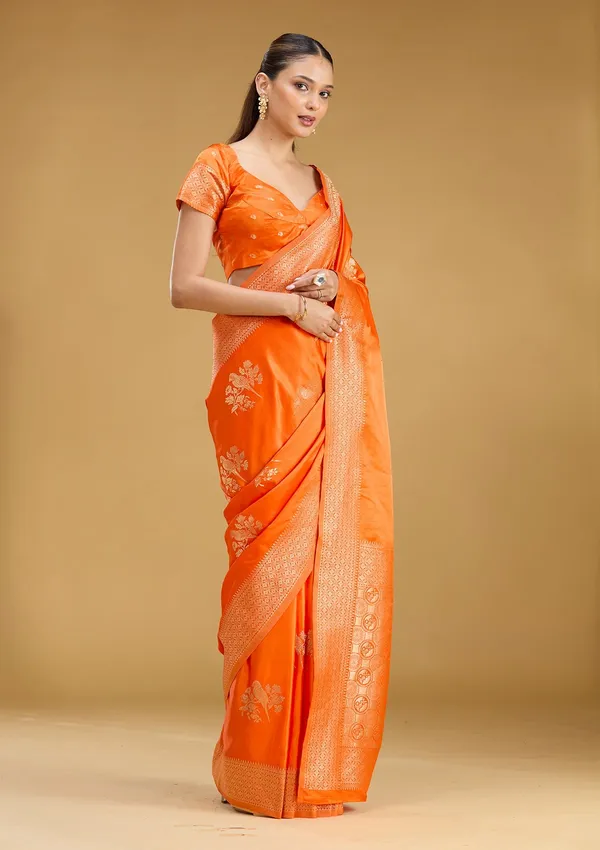 Orange_Zariwork_Art_Silk_Saree
