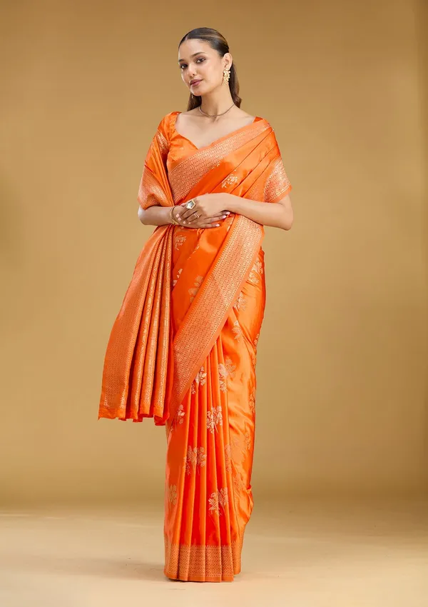Orange_Zariwork_Art_Silk_Saree
