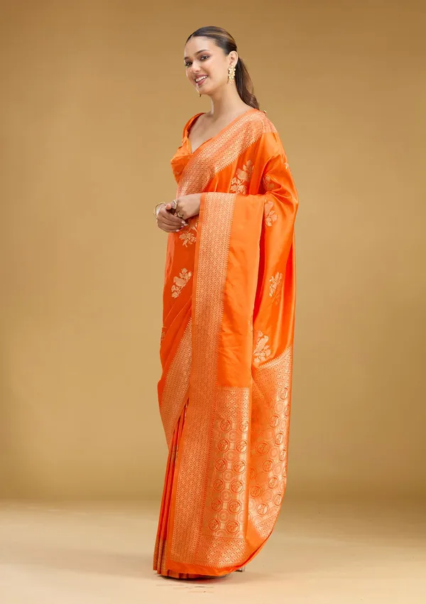 Orange_Zariwork_Art_Silk_Saree