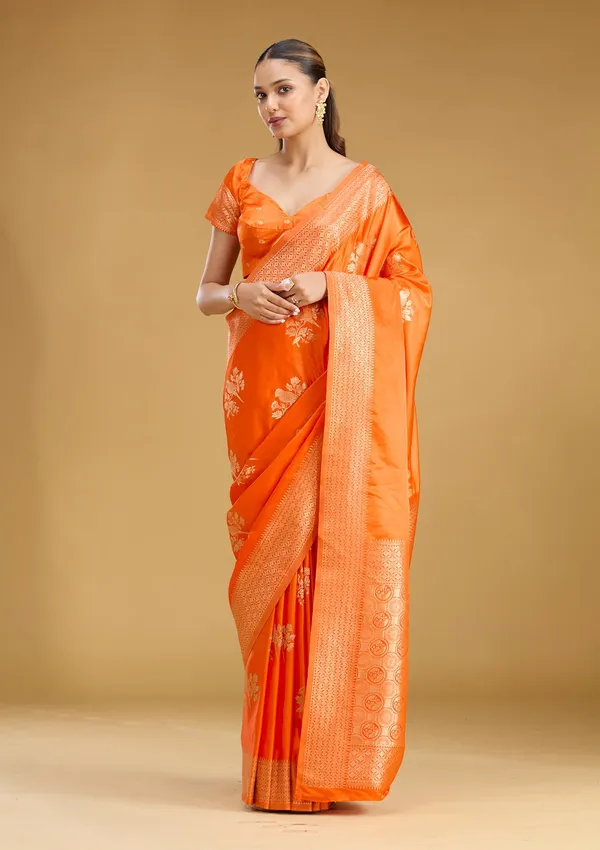 Orange_Zariwork_Art_Silk_Saree