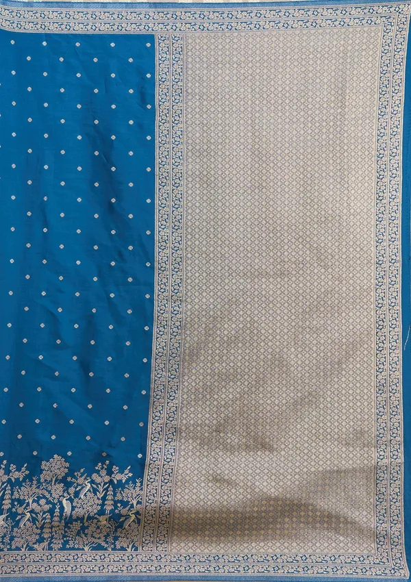 Peacock_Blue_Zariwork_Gold_Semi_Crepe_Silk_Saree