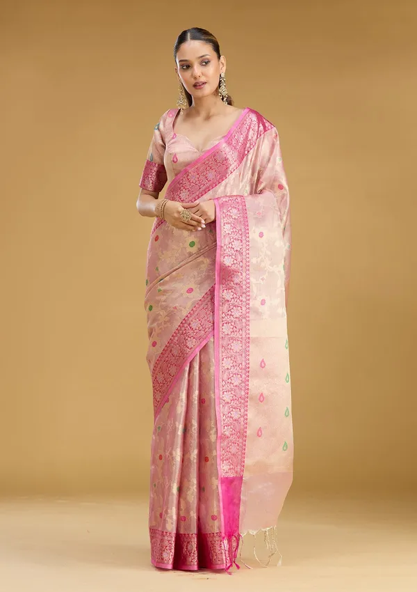 Pink_Zariwork_Tissue_Silk_Saree