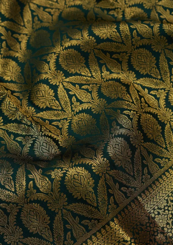 Bottle_Green_Zariwork_Gold_Pure_Silk_Saree