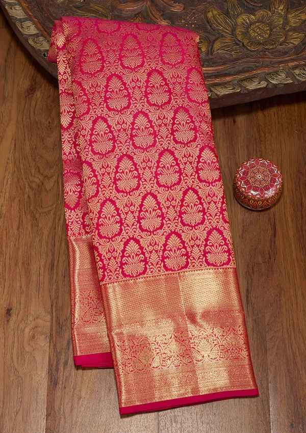 Rani_Pink_Zariwork_Gold_Pure_Silk_Saree