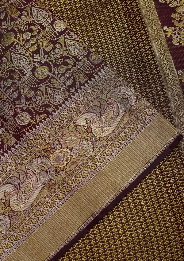 Wine_Zariwork_Gold_Pure_Silk_Saree