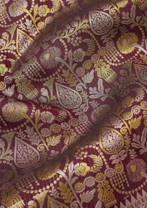 Wine_Zariwork_Gold_Pure_Silk_Saree