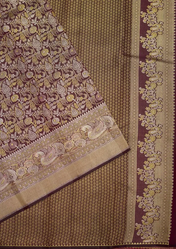 Wine_Zariwork_Gold_Pure_Silk_Saree
