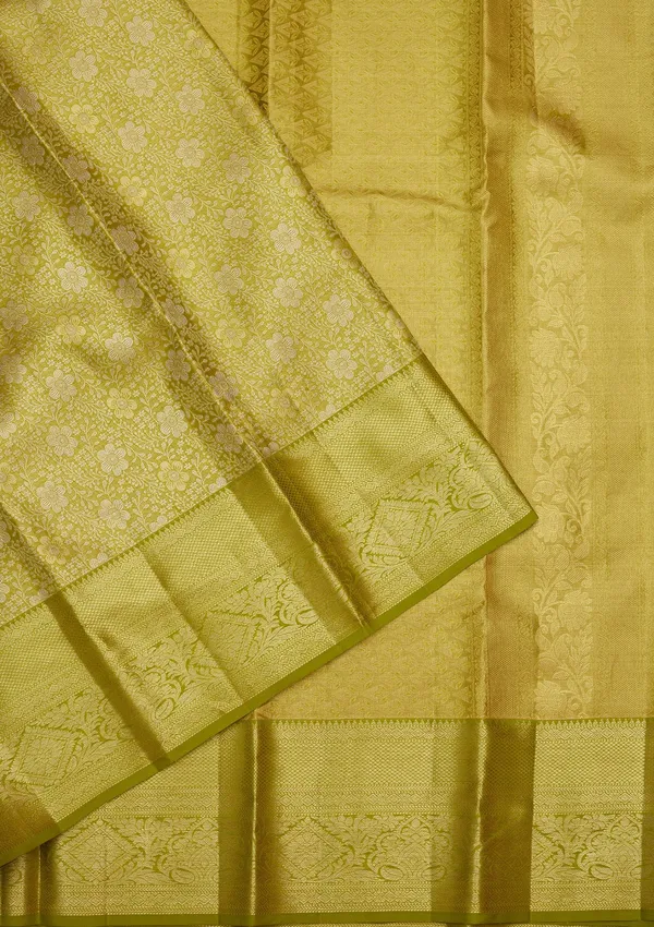 Lime_Green_Zariwork_Gold_Pure_Silk_Saree