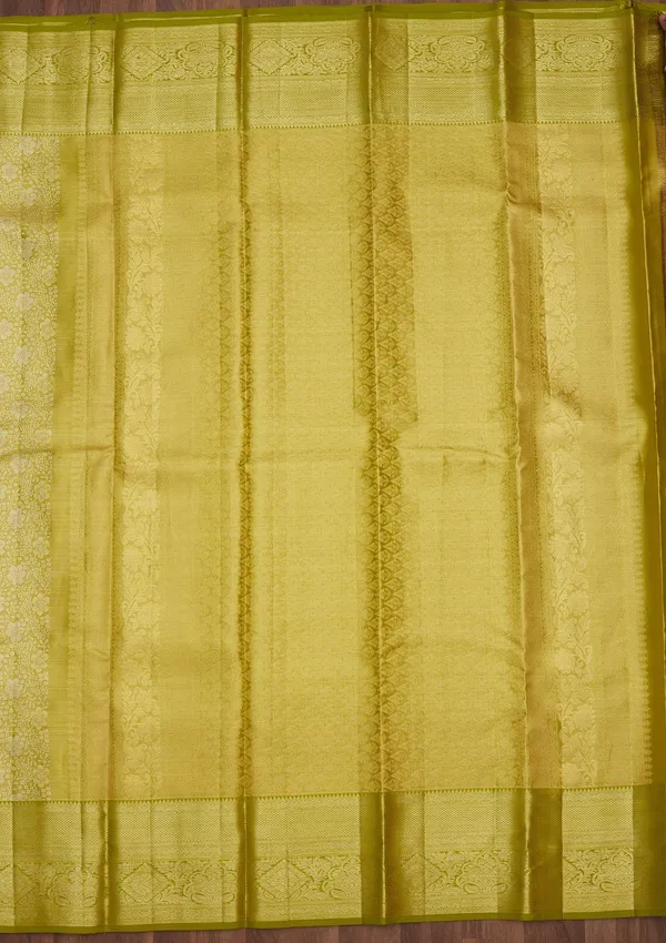 Lime_Green_Zariwork_Gold_Pure_Silk_Saree
