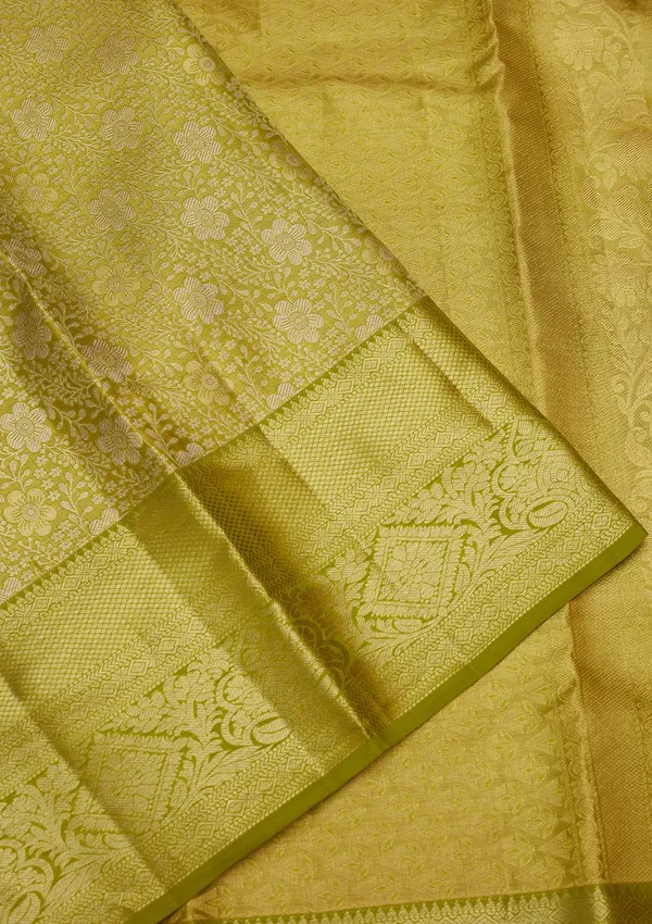 Lime_Green_Zariwork_Gold_Pure_Silk_Saree