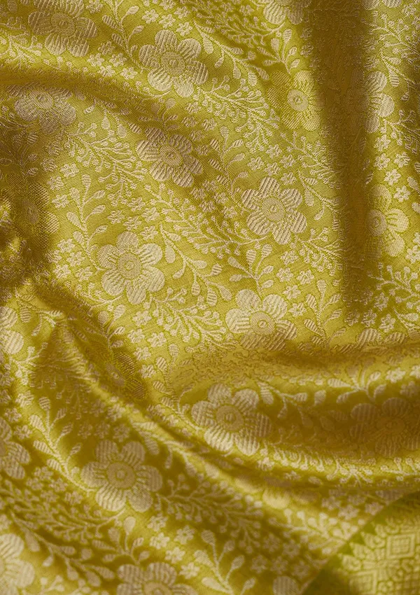 Lime_Green_Zariwork_Gold_Pure_Silk_Saree