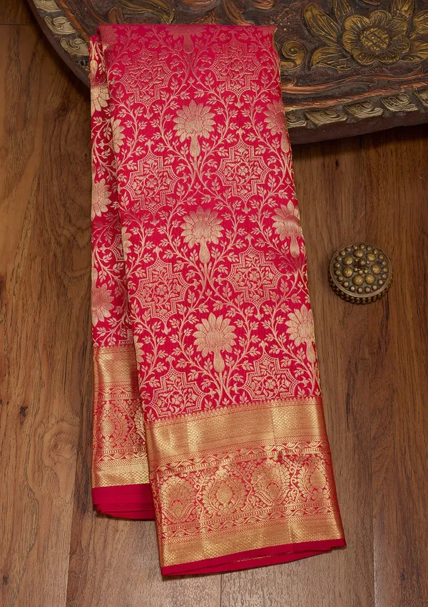 Rani_Pink_Zariwork_Gold_Pure_Silk_Saree