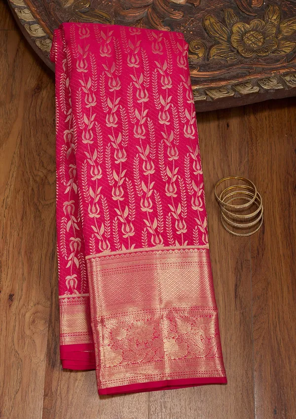 Rani_Pink_Zariwork_Gold_Pure_Silk_Saree