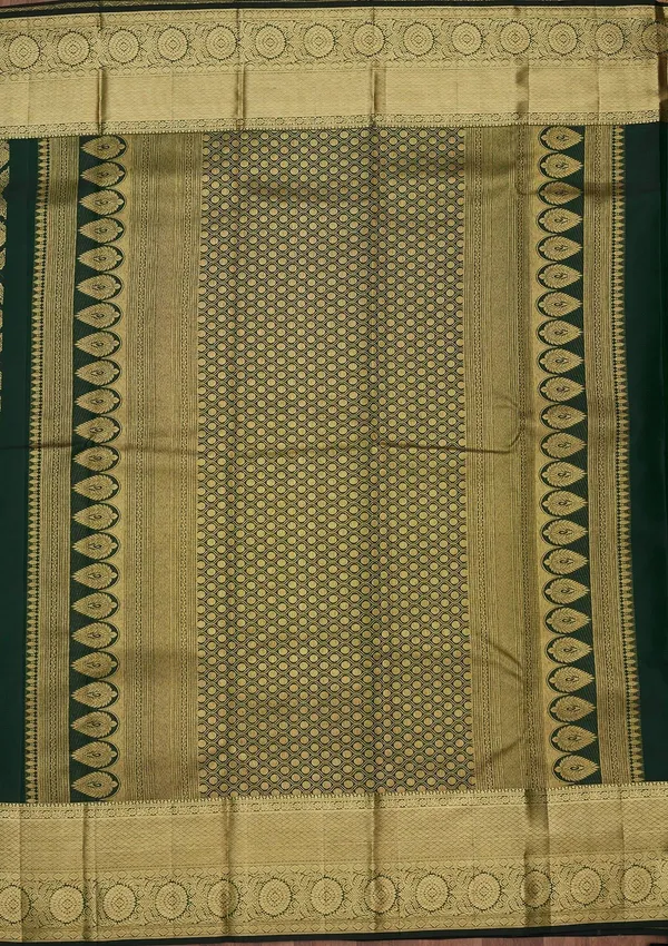 Bottle_Green_Zariwork_Gold_Pure_Silk_Saree