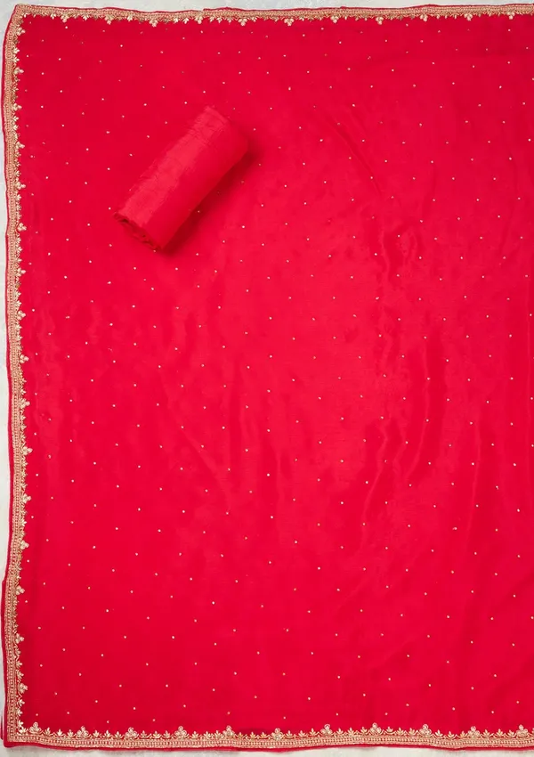 Magenta_Pink_Stonework_Gold_Dola_Silk_Unstitched_Salwar_Suit