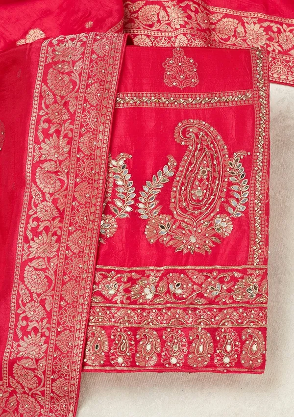 Rani_Pink_Stonework_Silver_Dola_Silk_Unstitched_Salwar_Suit