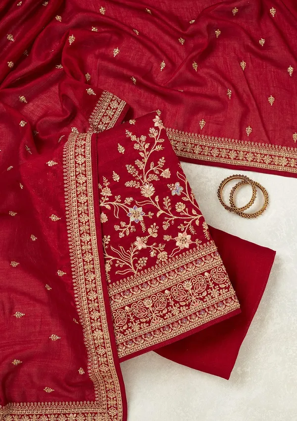 Maroon_Cording_Soft_Raw_Silk_Unstitched_Salwar_Suit
