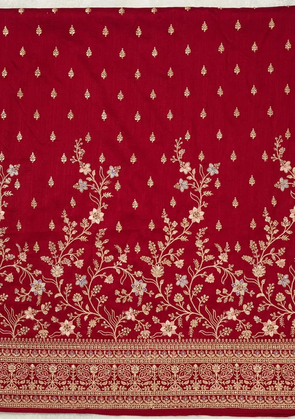 Maroon_Cording_Soft_Raw_Silk_Unstitched_Salwar_Suit