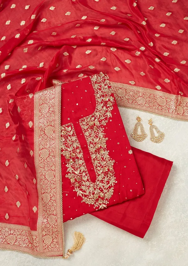 Red_Cutdana_Crepe_Unstitched_Salwar_Suit