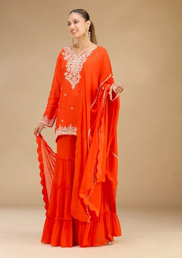 Rust_Pearlwork_Georgette_Readymade_Salwar_Suit