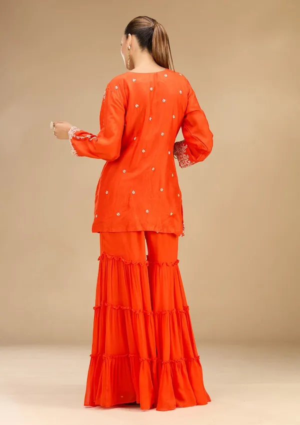 Rust_Pearlwork_Georgette_Readymade_Salwar_Suit