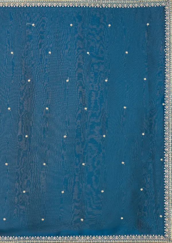 Peacock_Blue_Threadwork_Soft_Raw_Silk_Readymade_Salwar_Suit
