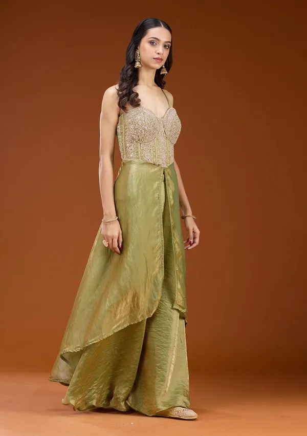 Mehandi_Green_Zariwork_Gold_Satin_Readymade_Salwar_Suit