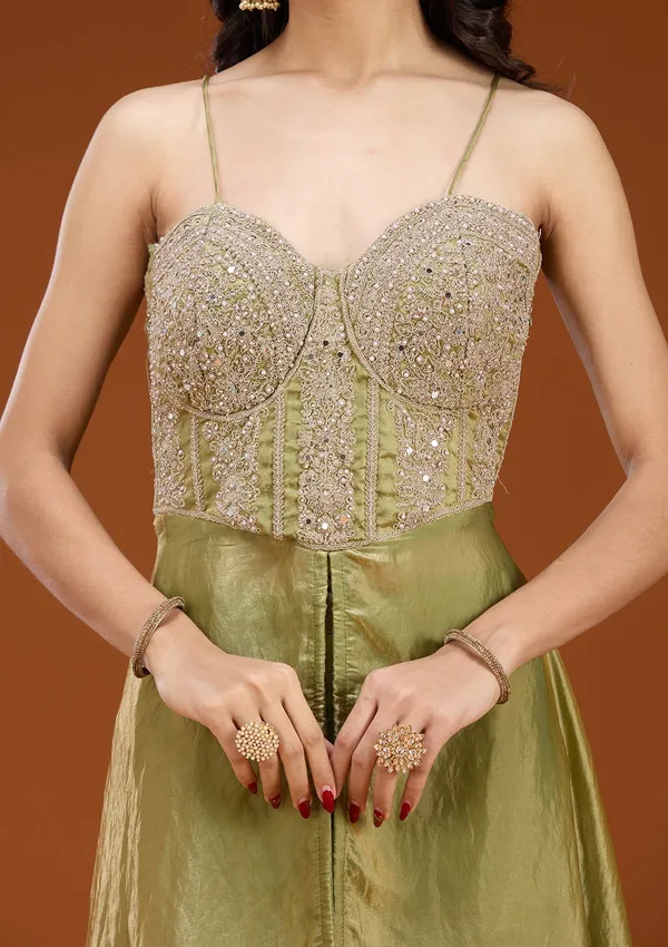 Mehandi_Green_Zariwork_Gold_Satin_Readymade_Salwar_Suit