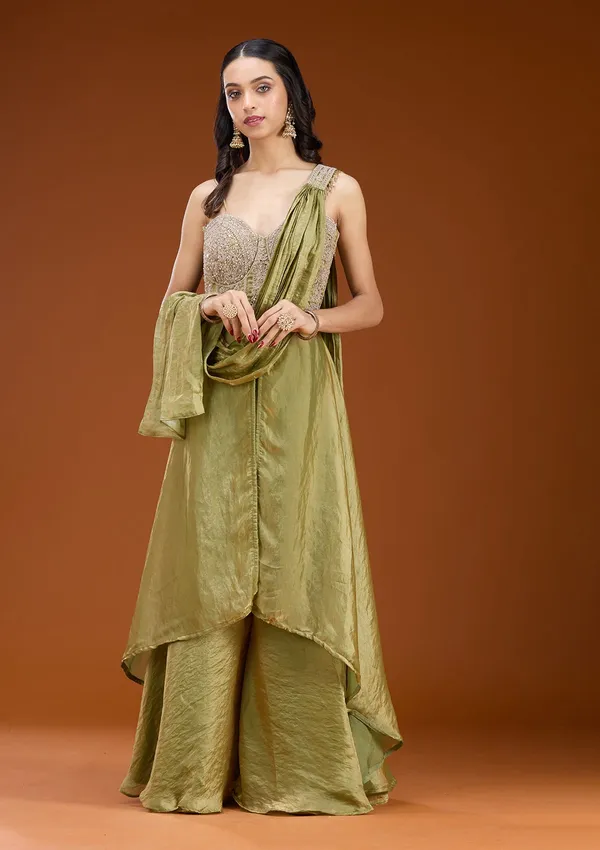 Mehandi_Green_Zariwork_Gold_Satin_Readymade_Salwar_Suit