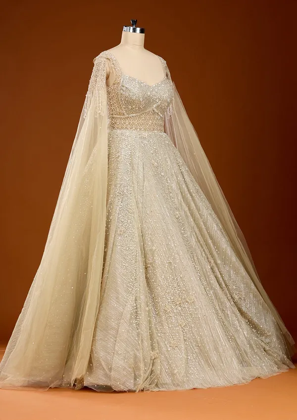 Beige_Pearlwork_Net_Gown