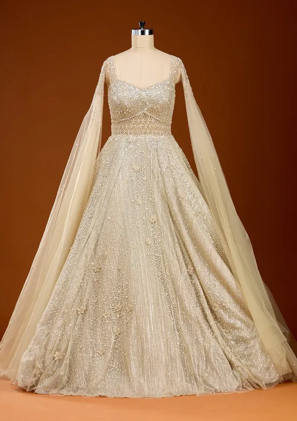 Beige_Pearlwork_Net_Gown