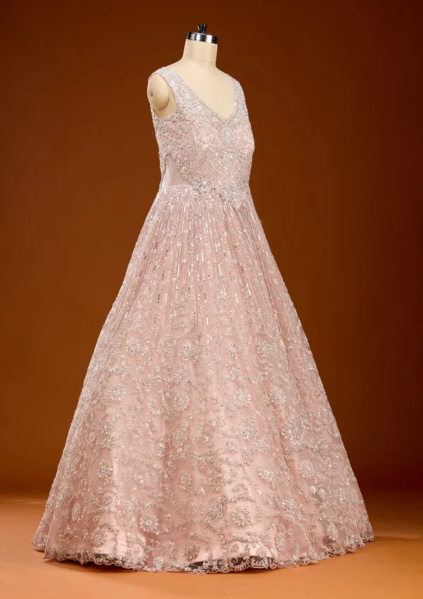 Peach_Stonework_Net_Gown